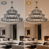 3 Tiers Wagon Wheel Chandelier - 54-Light Matte Black Metal