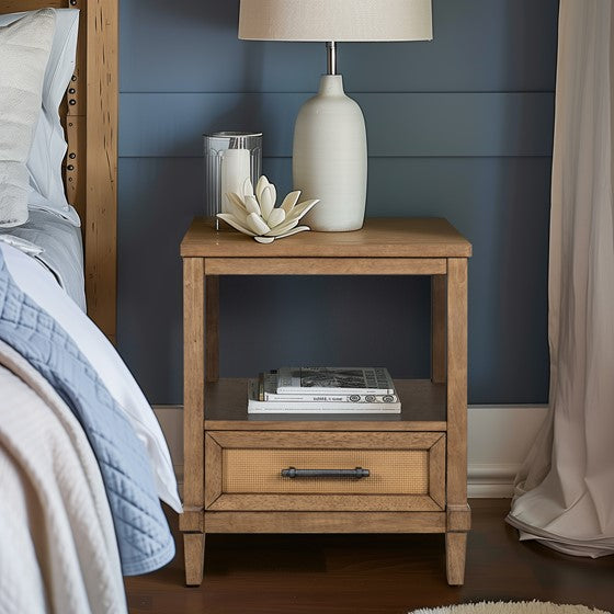 Nightstand with Bottom Drawer and Open Shelf
