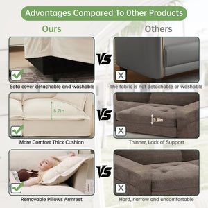 Slipcovered Sofa 2 Seater Sofa With 2 Ottomans
