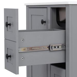 Bathroom Vanity With Integrated Basin, Soft Close Drawers, Door Mounted Double Layer Shelf