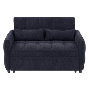 Loveseat Sofa Pull-Out Bed With Adjustable Backrest, 3 USB Ports And 2 Lumbar Pillows For Living Room