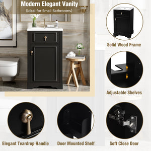Elegant Bathroom Vanity With Ceramic Sink, Soft Close Door, Adjustable Shelf