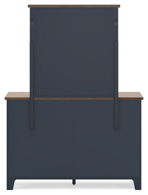 Landocken - Dresser and Mirror - Brown / Blue