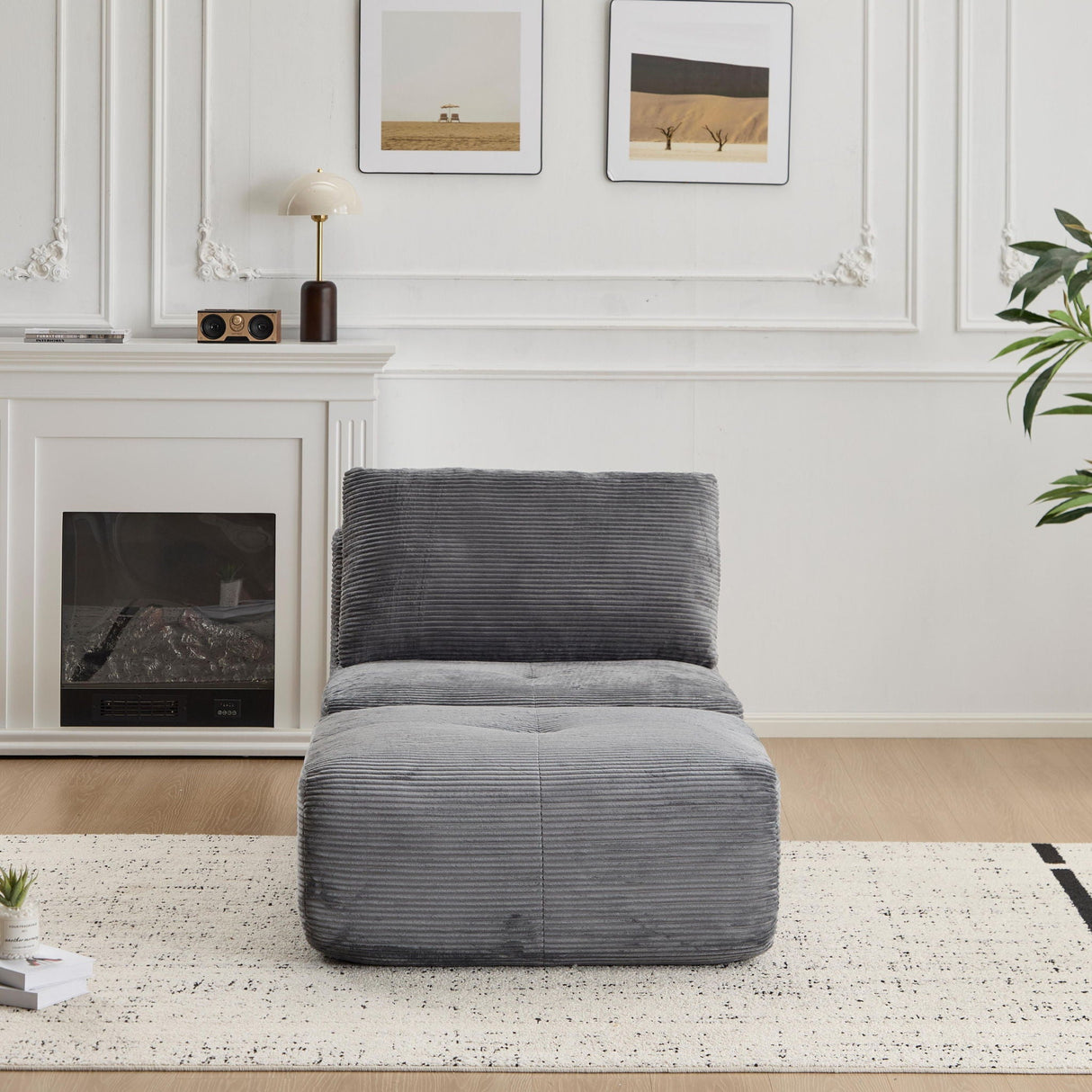 Single Chaise Longue With Movable Ottoman For Living Room