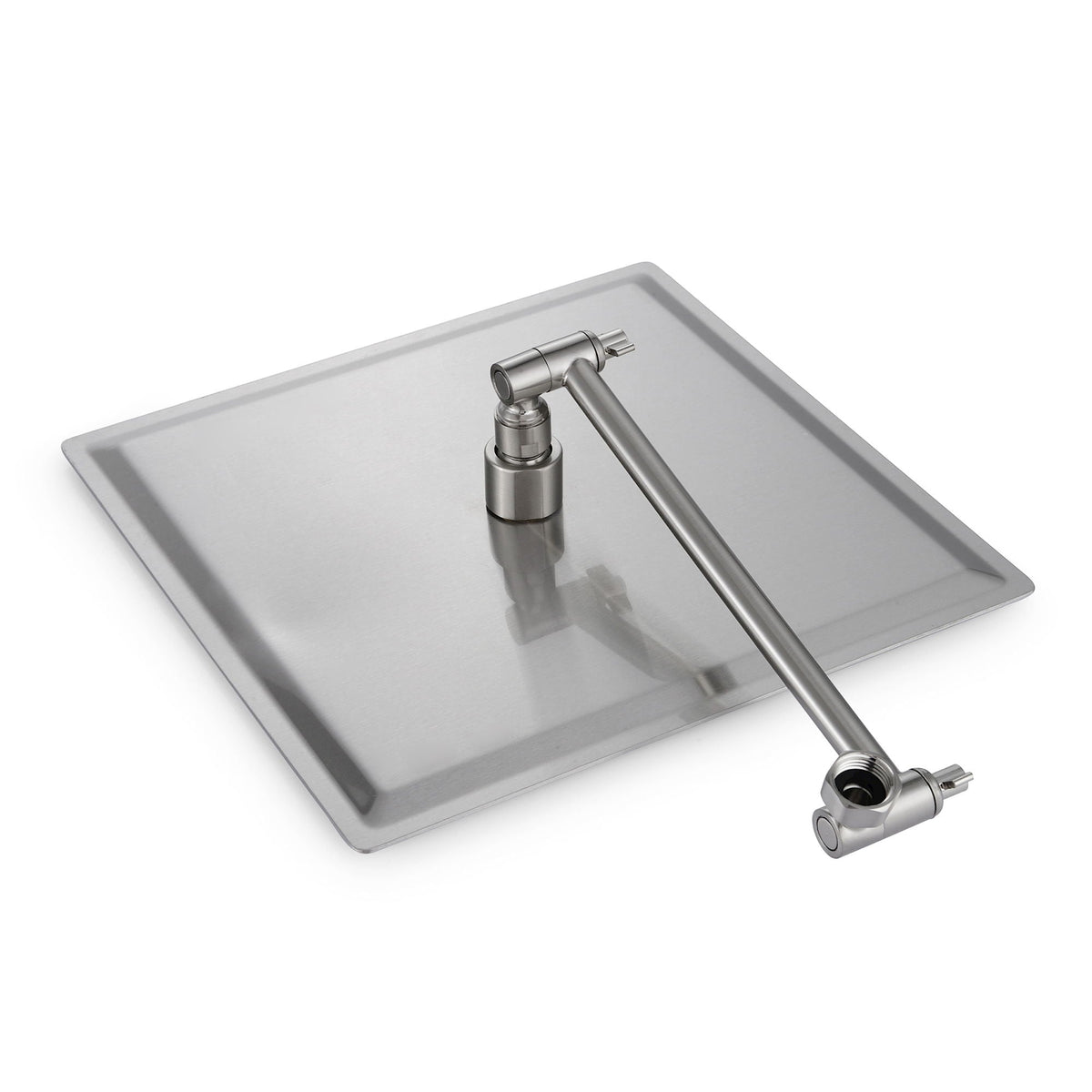 Luxury Rain Shower Head With Adjustable Arm, 10" Square, Stainless Steel - Brushed Nickel