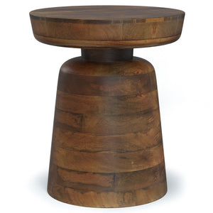 Handcrafted Mango Wood Accent Table with Sculptural Design - Multiple Colors