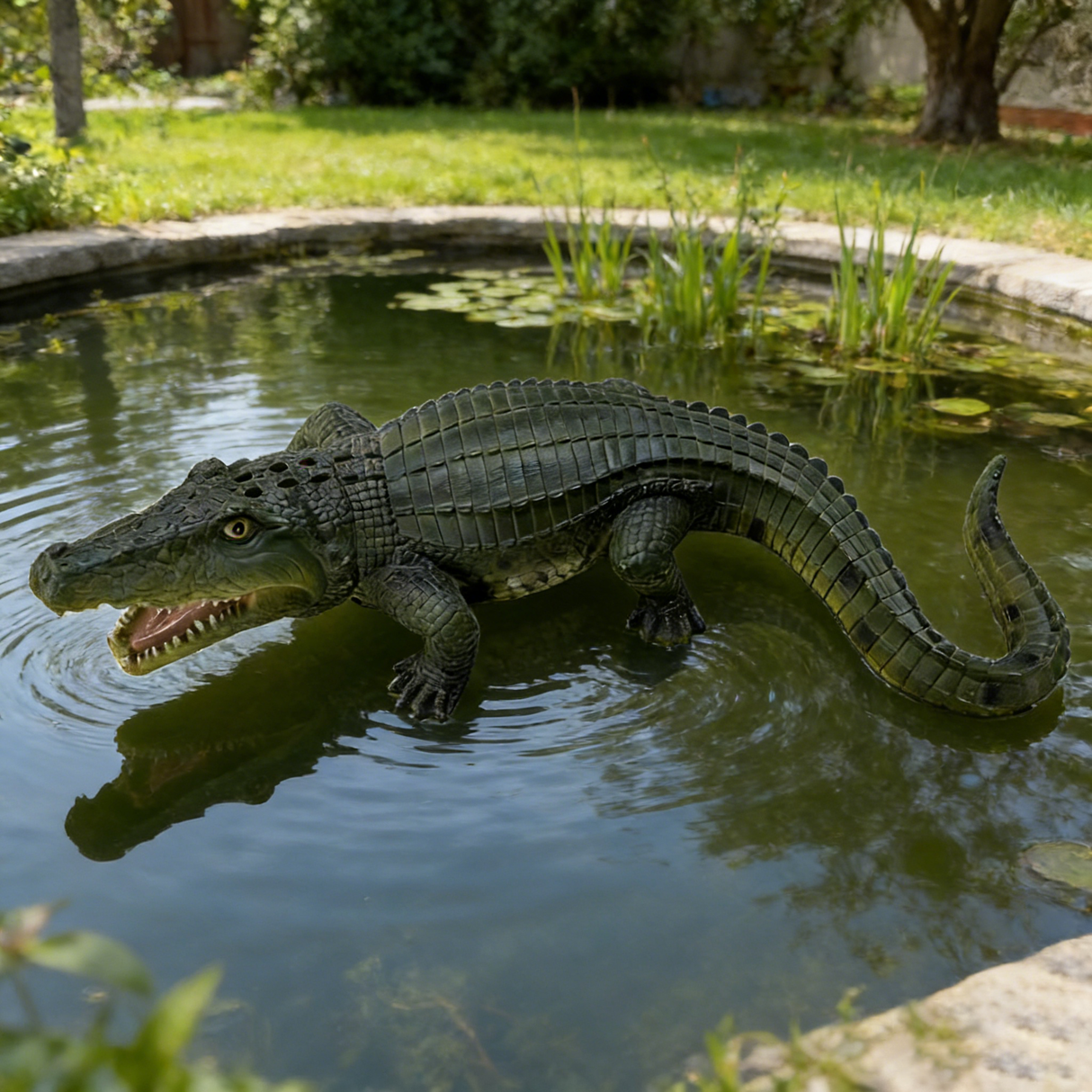 23' Simulated Crocodile Garden Statue, Resin Animal Ornament