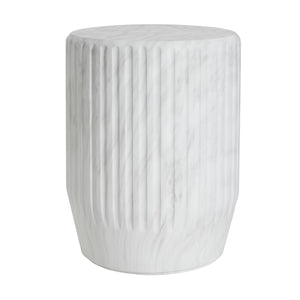 Outdoor Cicci Carved Side Table, White