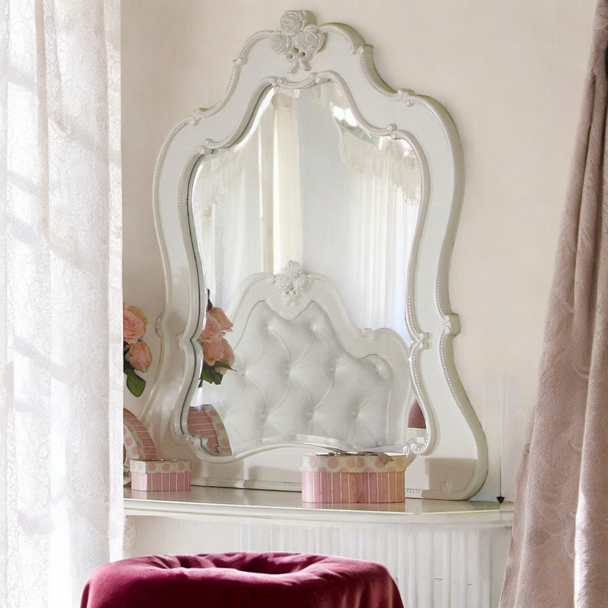 Edalene Pearl White Mirror