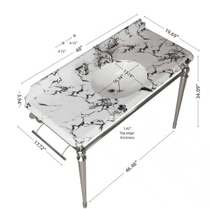 VICI 48" Bathroom Console Sink, Undermount Ceramic Vanity Basin & Panda