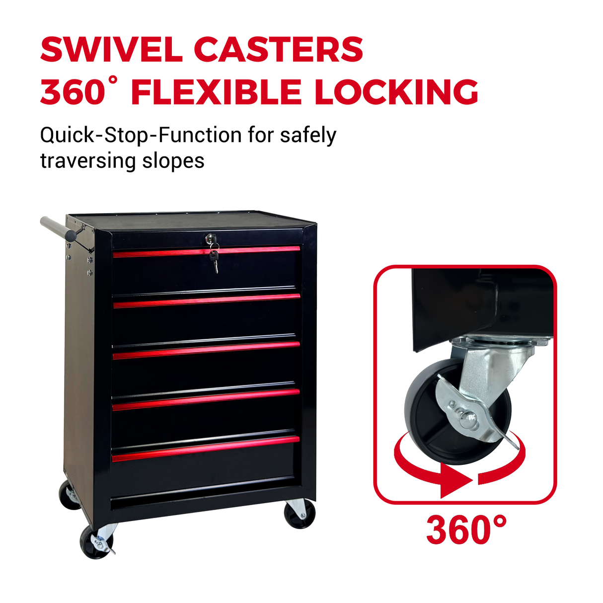 Rolling Metal Tool Chest With 5 Drawers