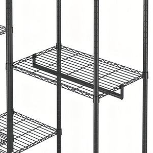 Heavy Duty Garment Rack With 8 Adjustable Wire Shelves And 5 Clothes Rails, Freestanding Closet Organizer Metal - Black