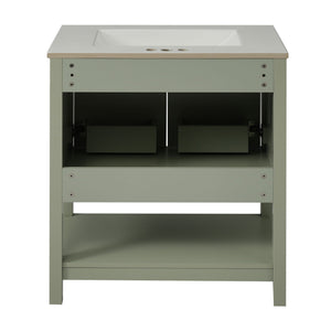 Elegant Bathroom Vanity With Ceramic Sink And Versatile Storage