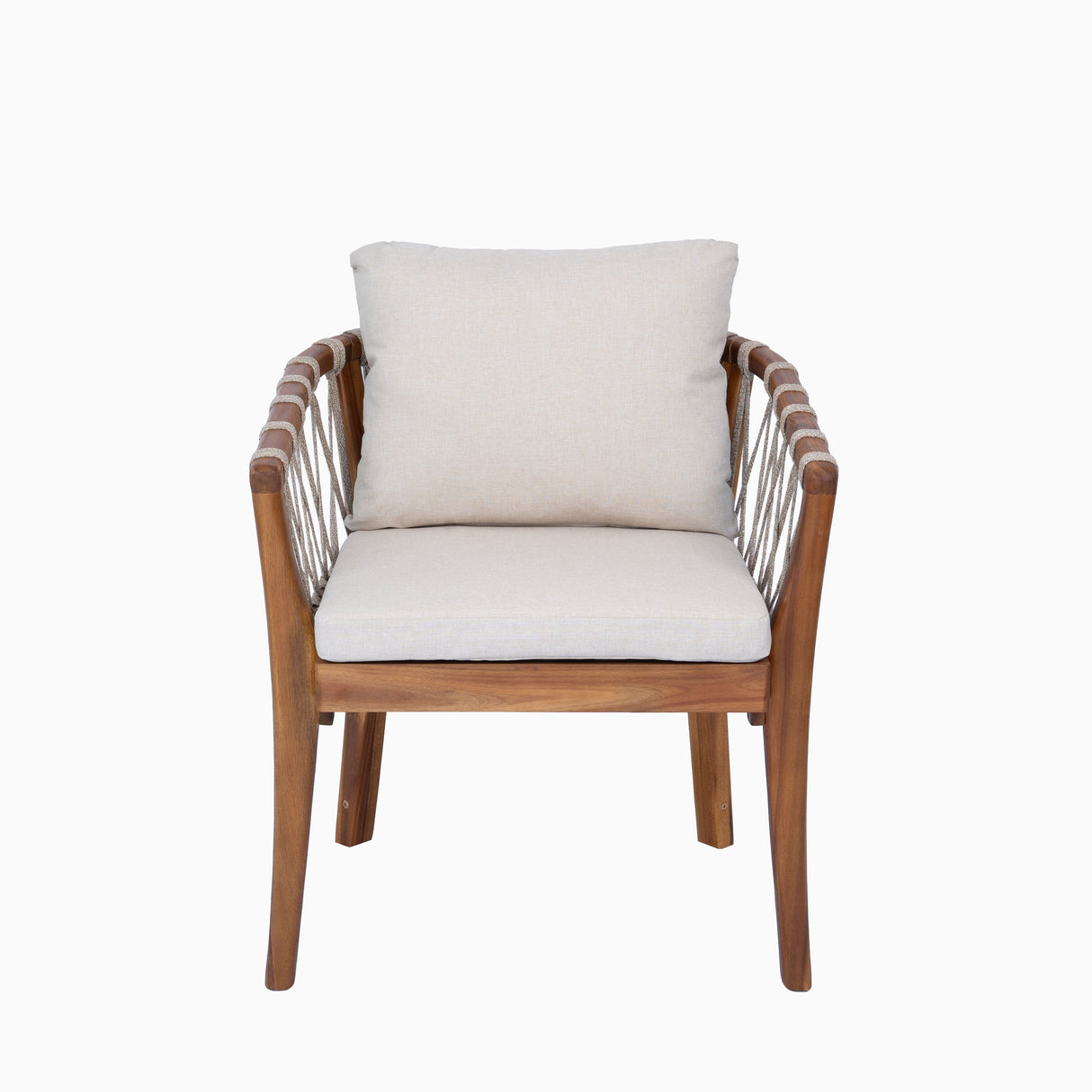 Outdoor Dining Chairs Set for 2, Acacia Wood Frame with Teak Finish