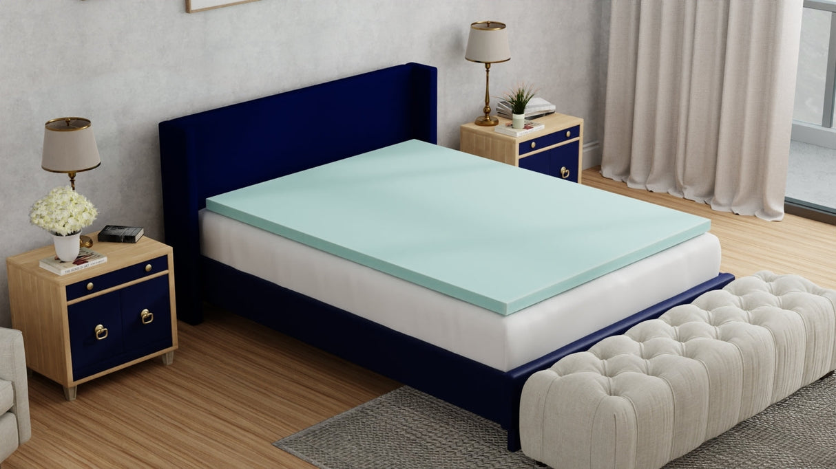 Omne Sleep Plush 3 Inch Twin Memory Foam Cooling Mattress Topper