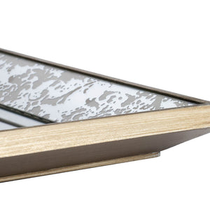 Antique Rectangle Mirror With Floral Accents, Mirrored Display Tray, Hanging Wall Mirror