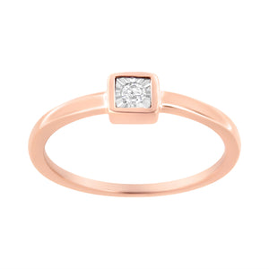 14K Rose Gold Plated .925 Sterling Silver 1/20 cttw Miracle Set Diamond Promise Ring (J-K Color, I1-I2 Clarity) - Size 6