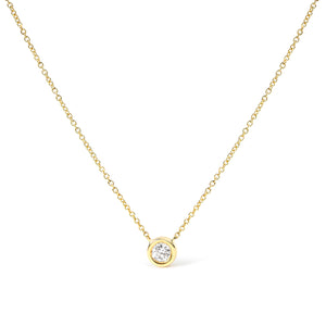 2 Micron 14K Rose Gold Plated Sterling Silver Bezel-Set Diamond Solitaire Pendant Necklace (1/3 cttw, H-I Color, I1-I2 Clarity)