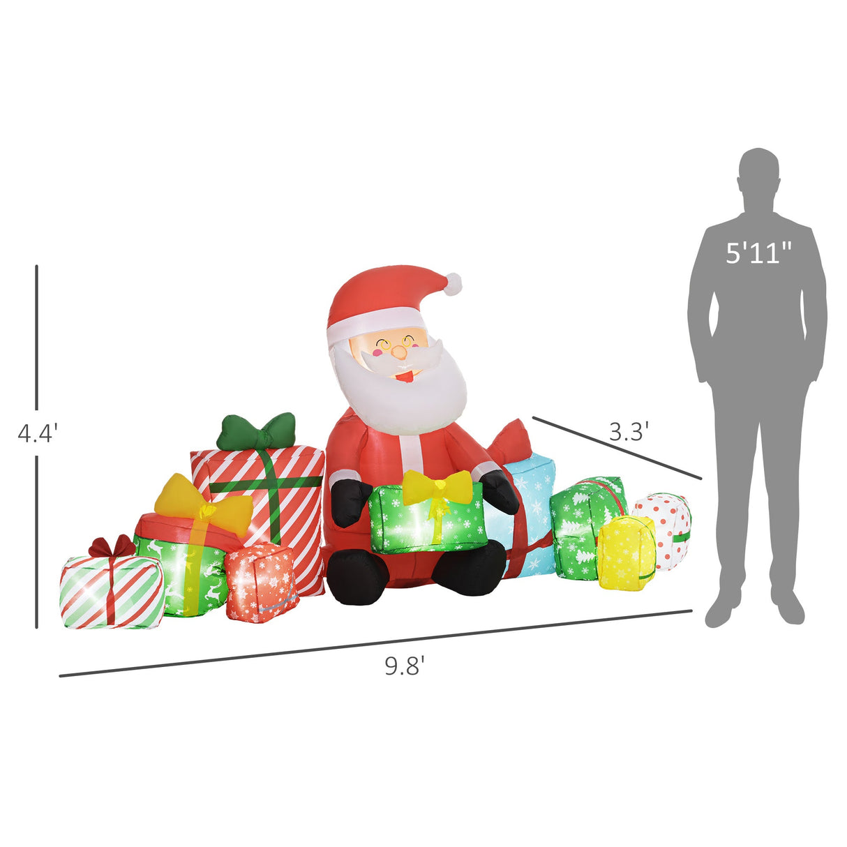 Inflatable Santa Claus And Gift Boxes Outdoor Display