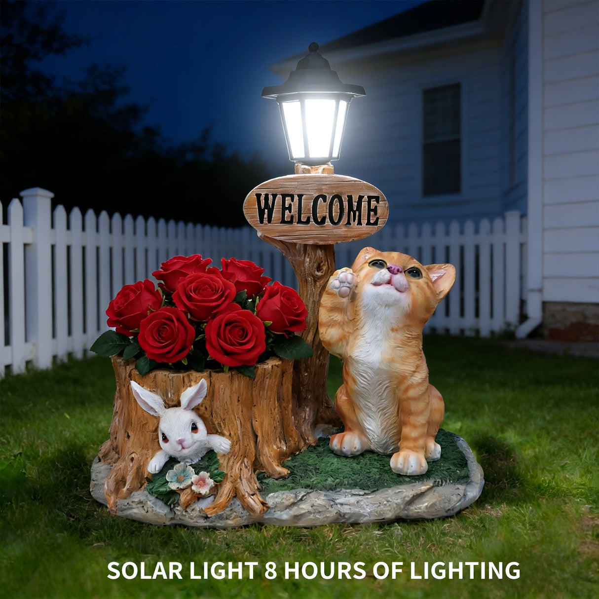 Cute Cat Planter Statue Garden Decor