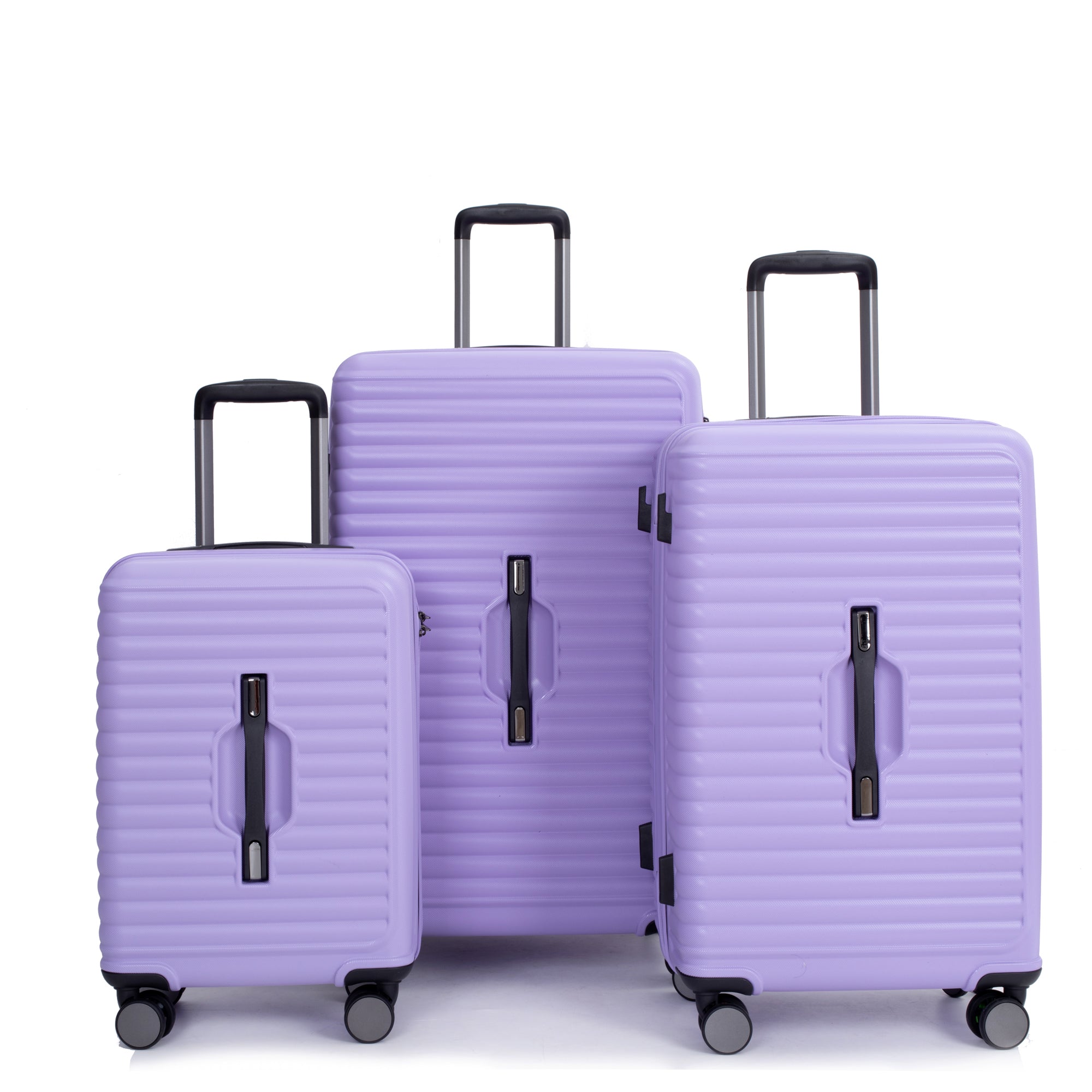 3-Piece-Luggage-Sets--Lightweight-Suitcase-with-Two-Hooks,-360°-Double-Spinner-Wheels,-TSA-Lock,-(21/25/29)-Light-Purple-Travel