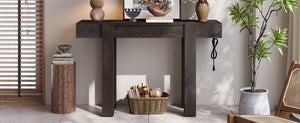 TREXM Rustic Minimalist Console Table with Hidden Drawer