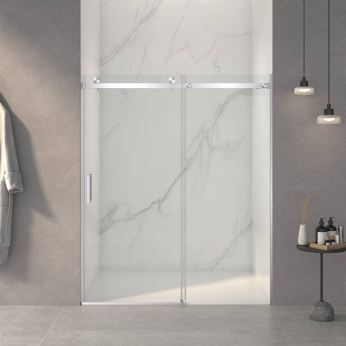 Frameless Sliding Shower Door - 56-60"W x 72"H