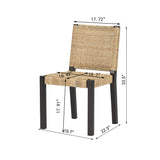 Solid Wood Rattan Backrest Dining Chairs, Set of 2
