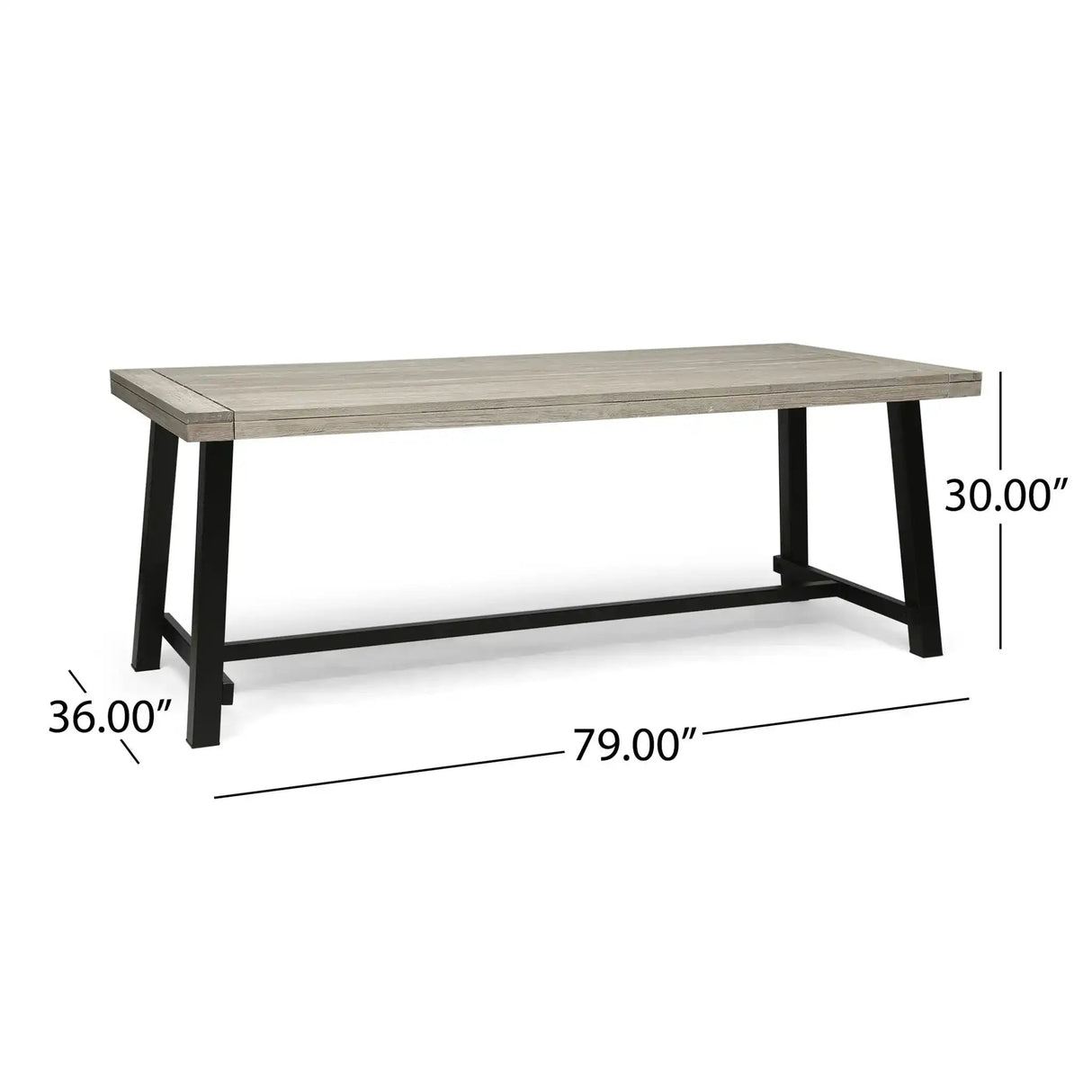 Equilibrium Outdoor Dining Table with Wooden Frame and Slat Top