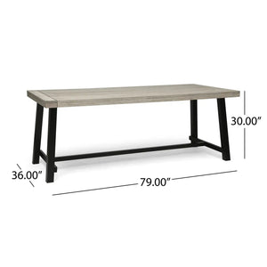 Equilibrium Outdoor Dining Table with Wooden Frame and Slat Top