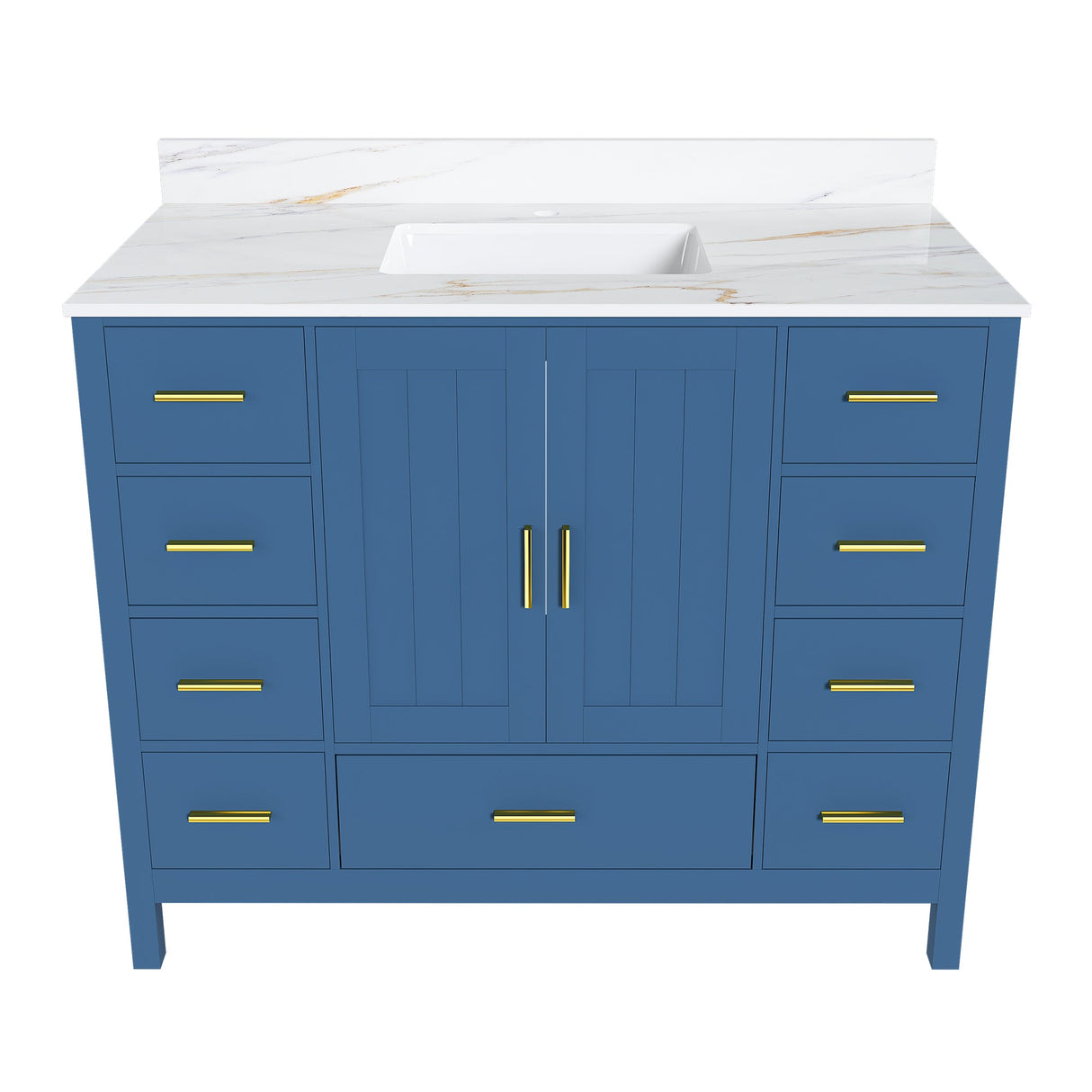 42" Modern Solid Wood Bathroom Vanity with Sink, 43" Carrara