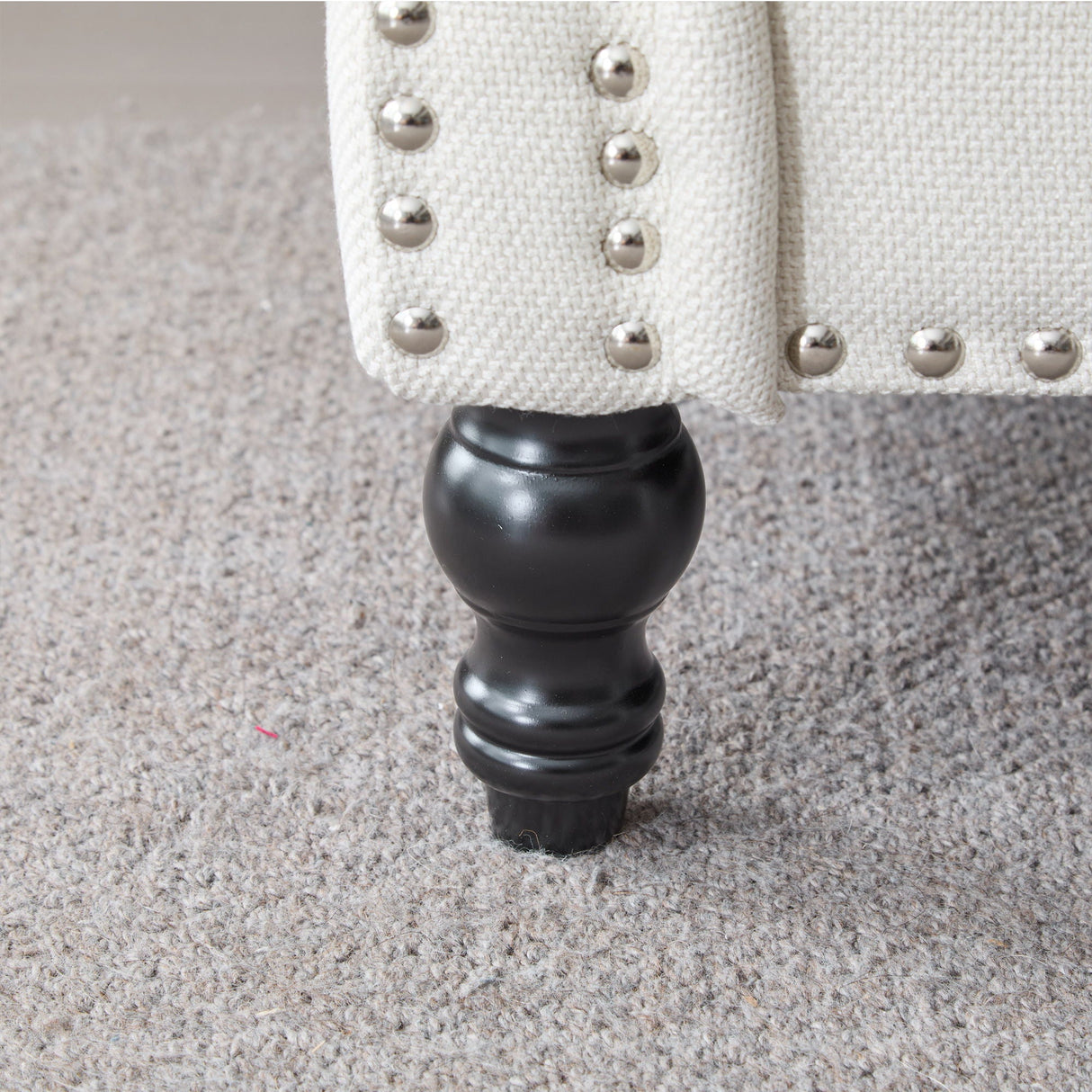 Rolled Arm Sofa With Nailhead Trim, 1 Seater Upholstered Couch With Wooden Legs