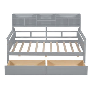 Daybed, Slat Support, With Bedside Shelves And 2 Drawers