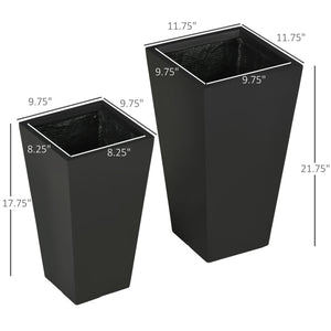 Tall Plant Pot 2-Pack Outdoor Planter Set with Drainage Holes