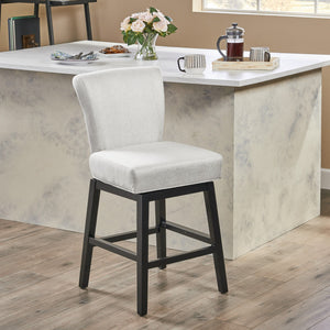 Quicksilvered - Upholstered Swivel Counter Stool With Wood Legs - Beige