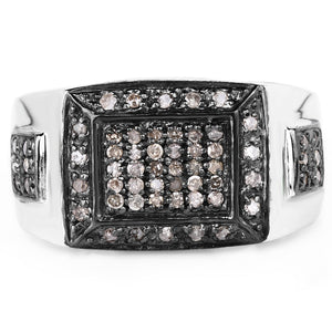 0.52 Carat Genuine Champagne Diamond .925 Sterling Silver Ring