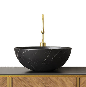 14" Bathroom Bowl Ceramic Sink with Stone Pattern - Matte Finish