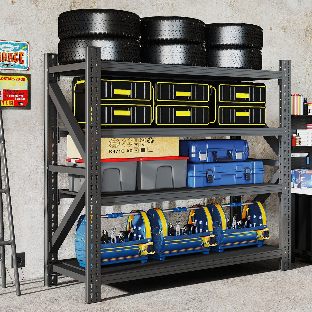 Heavy Duty 4 Shelf Garage Shelving Unit