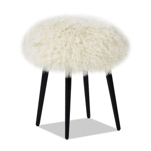 Alberta Mongolian Sheepskin Round Ottoman