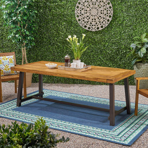 Equilibrium - Outdoor Dining Table With Wooden Frame And Slat Top