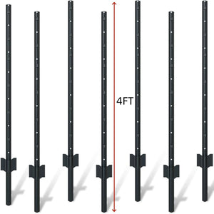 4 Foot U-Shaped Metal Garden Fence Posts Set For Wire Fencing