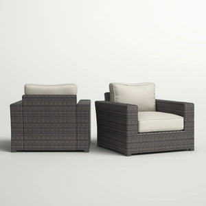 Outdoor Armchairs With Cushions (Set of 2) - Espresso / Gray