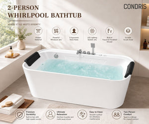 Condris 67" x 35" Whirlpool Bathtub for 2-Person