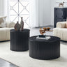 2-Piece Nesting Coffee Table Set, Roman Column Design MDF Round Tables with Built-in Storage