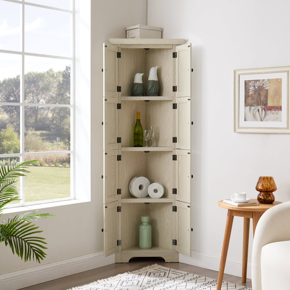 4-Tier 72" Corner Kitchen Pantry Storage Cabinet with 8 Doors