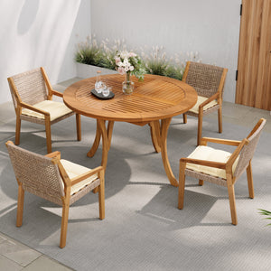 Outdoor Dining Set – Acacia Wood Hermosa Table & Wicker Chairs