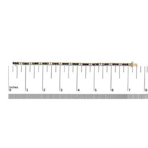 14K Yellow Gold 1 3/4 Cttw Diamond and 5.0 Cttw Blue Sapphire Bezel Set Tennis Bracelet (G-H Color, SI1-SI2 Clarity) - 7" Inches