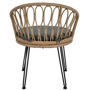 U_STYLE Outdoor Leisure Set with 2 Rattan Chairs & Glass Table
