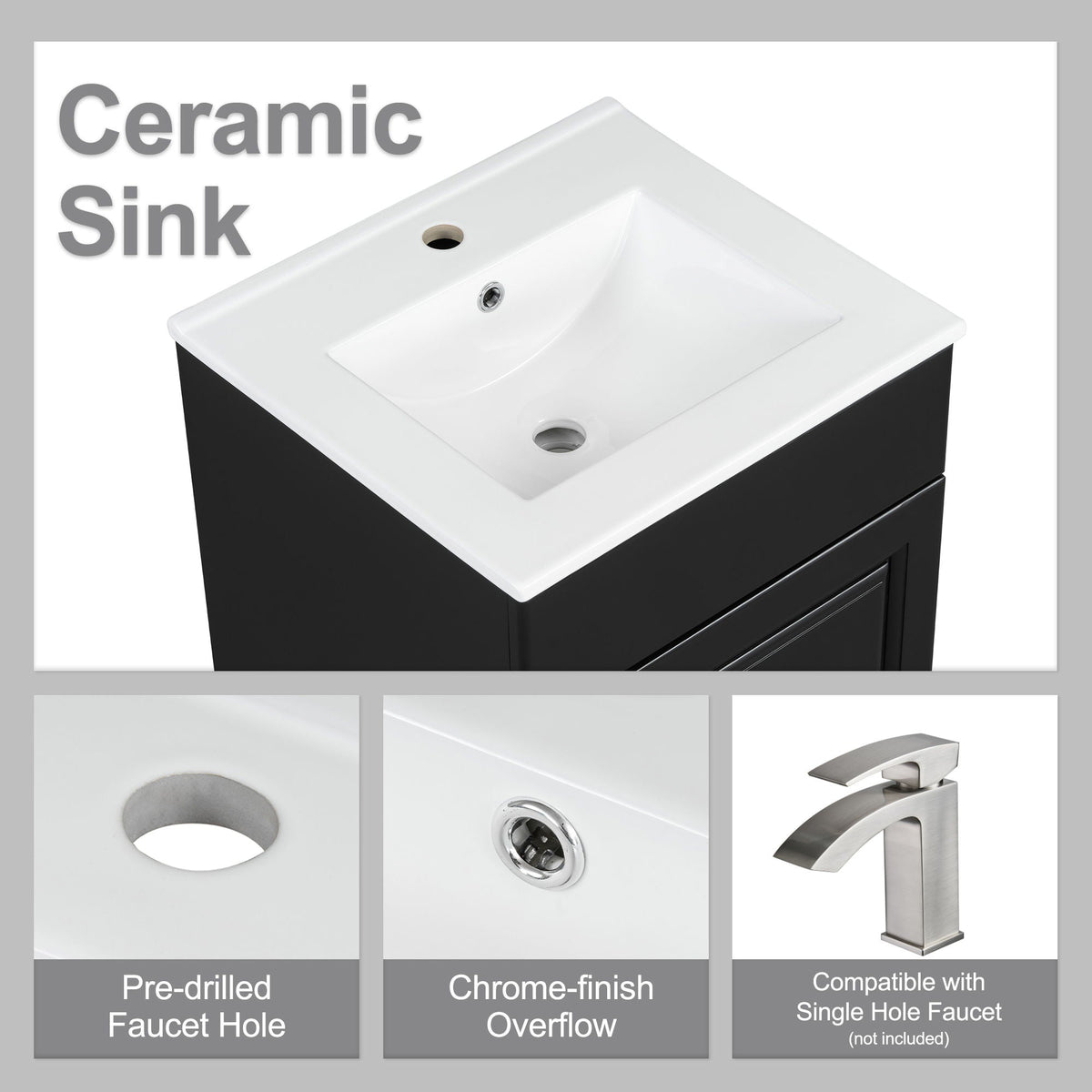 Bathroom Vanity With Sink, Cabinet With Adjustable Shelf