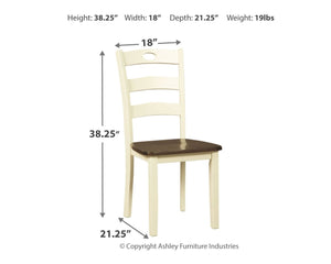 Woodanville - Dining Room Side Chair (Set of 2) - Cream / Brown